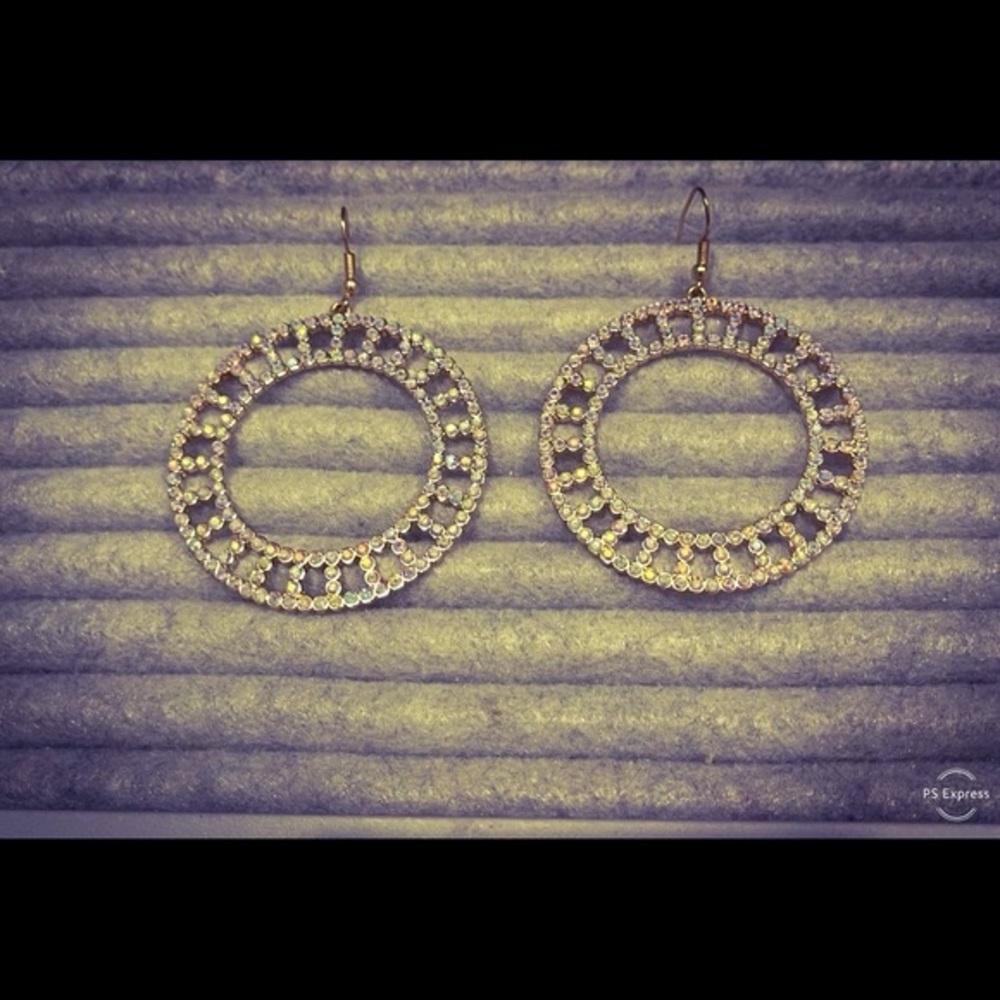 NEW, Anthropologie, Shiny, Geometric Design Dangle, Hoop Earrings